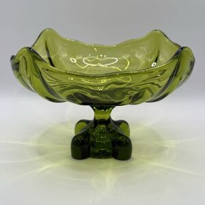 Small Viking Glass Epic Four Square Footed Bowl/Candy Dish, Avocado Green